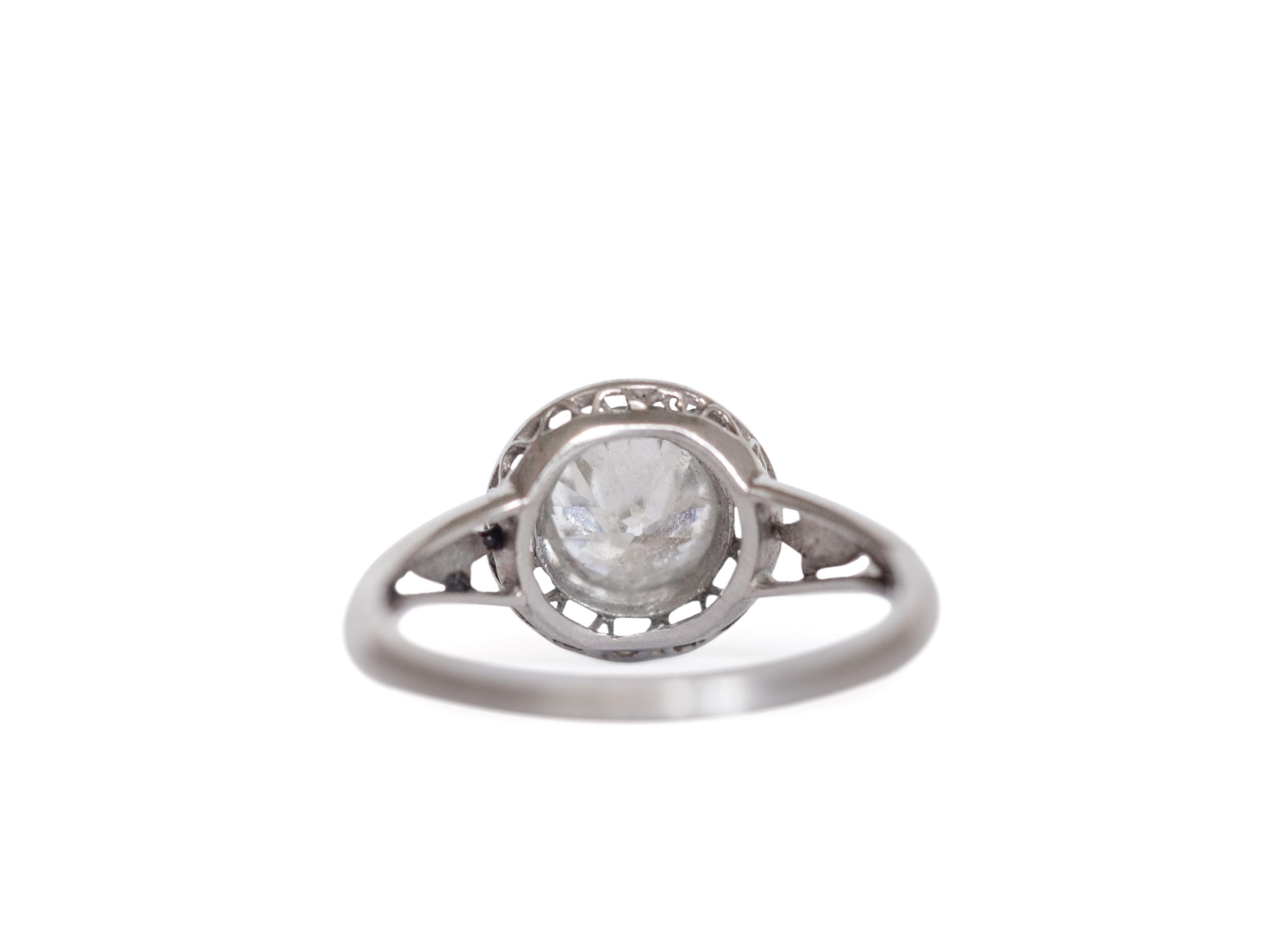 Old European Cut 1.00 Carat Diamond Platinum Engagement Ring For Sale
