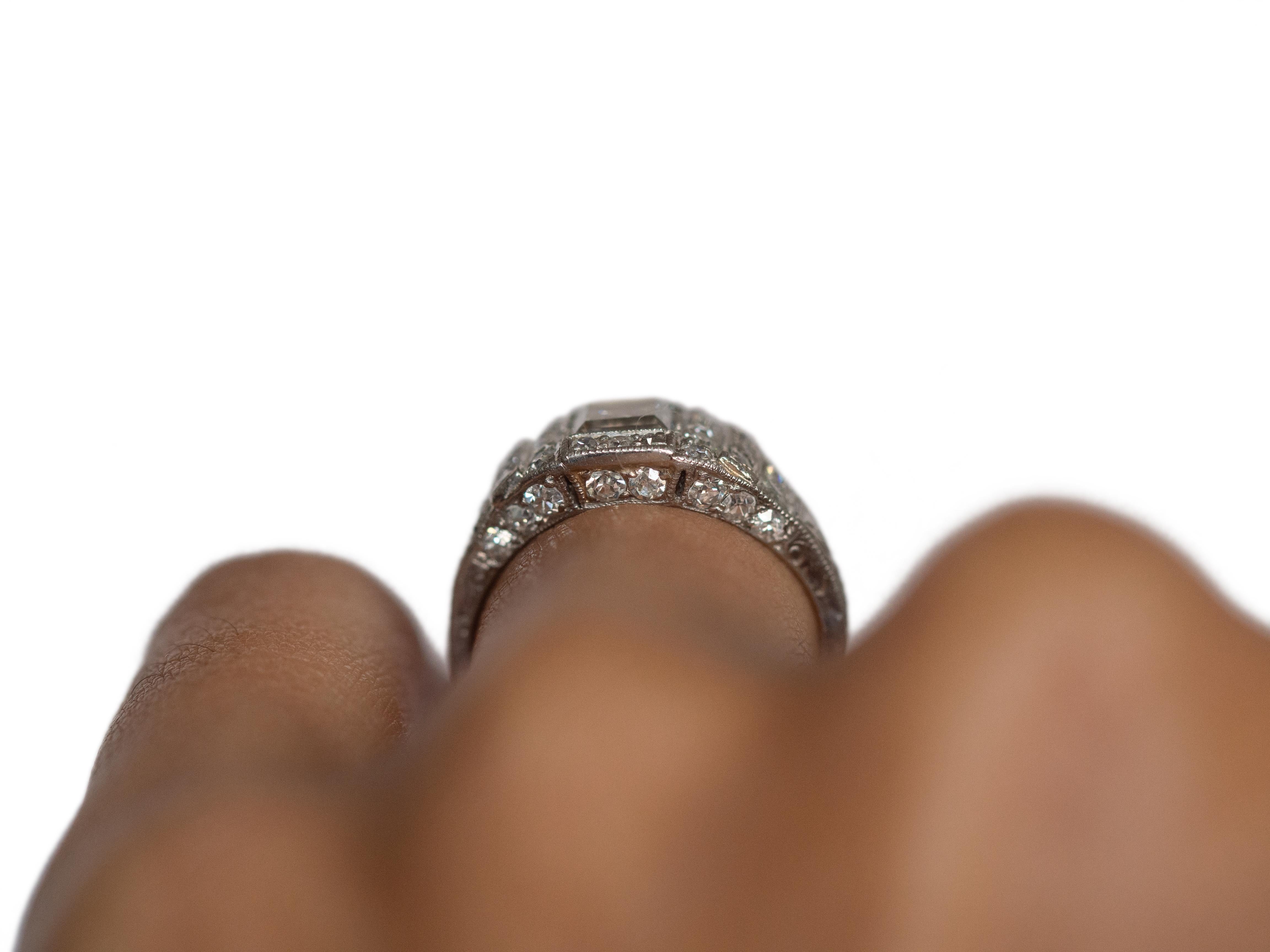 Women's 1.00 Carat Diamond Platinum Engagement Ring For Sale