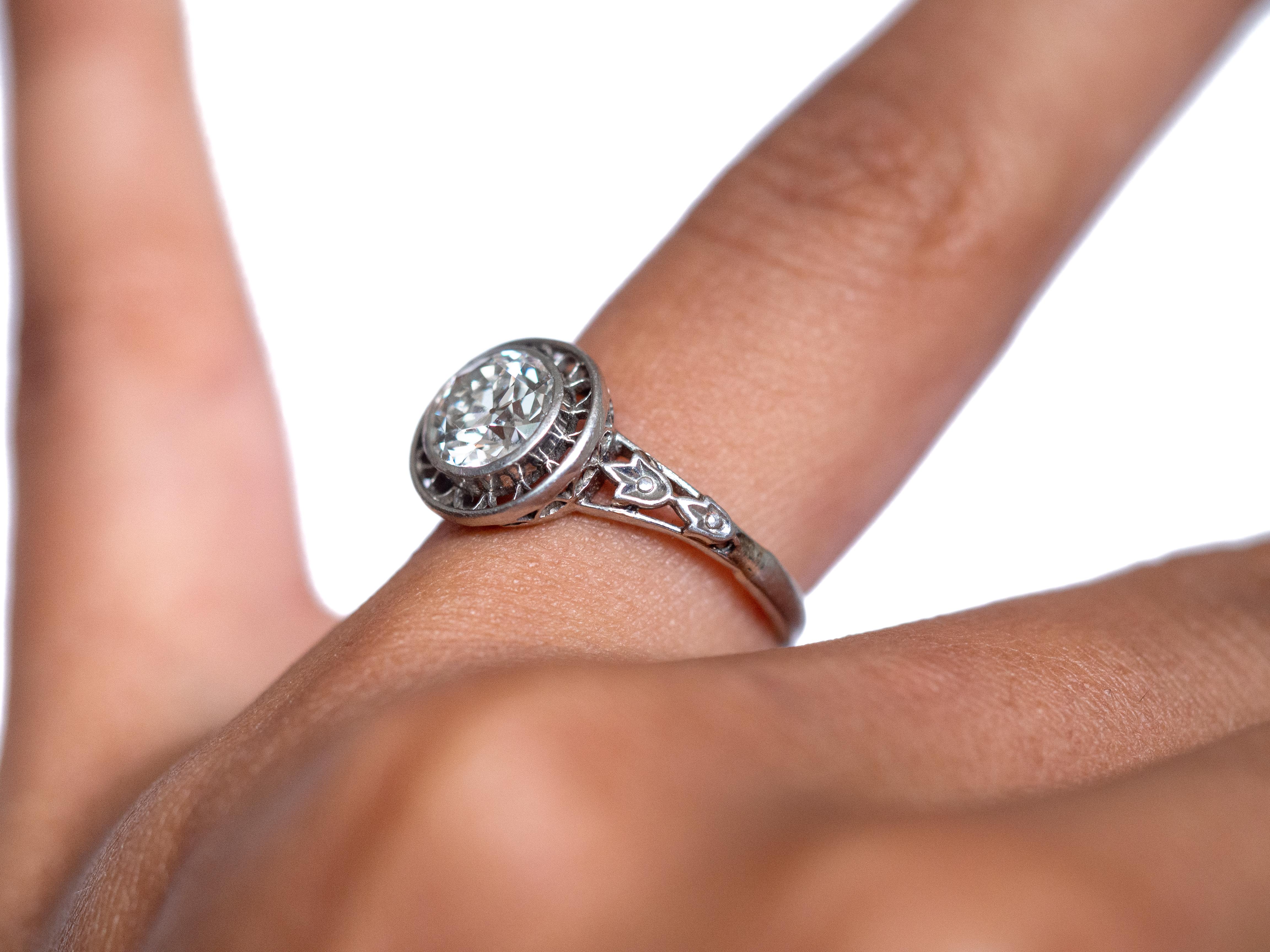 1.00 Carat Diamond Platinum Engagement Ring For Sale 1