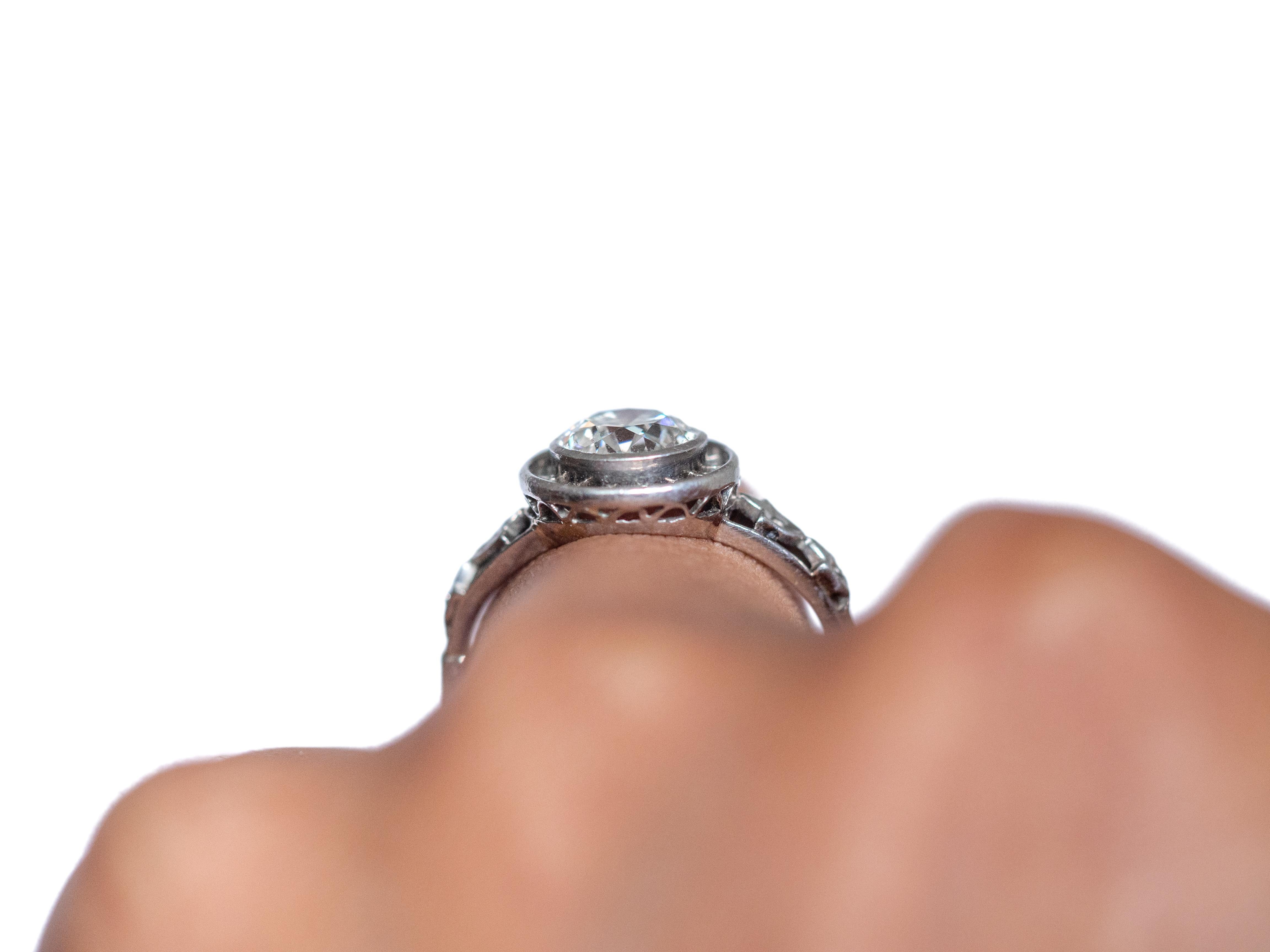 1.00 Carat Diamond Platinum Engagement Ring For Sale 2