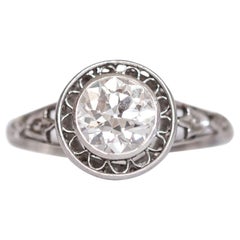 Antique 1.00 Carat Diamond Platinum Engagement Ring