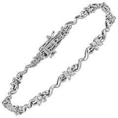 1,00 Karat Diamant Platin Blumen-Cluster-Armband