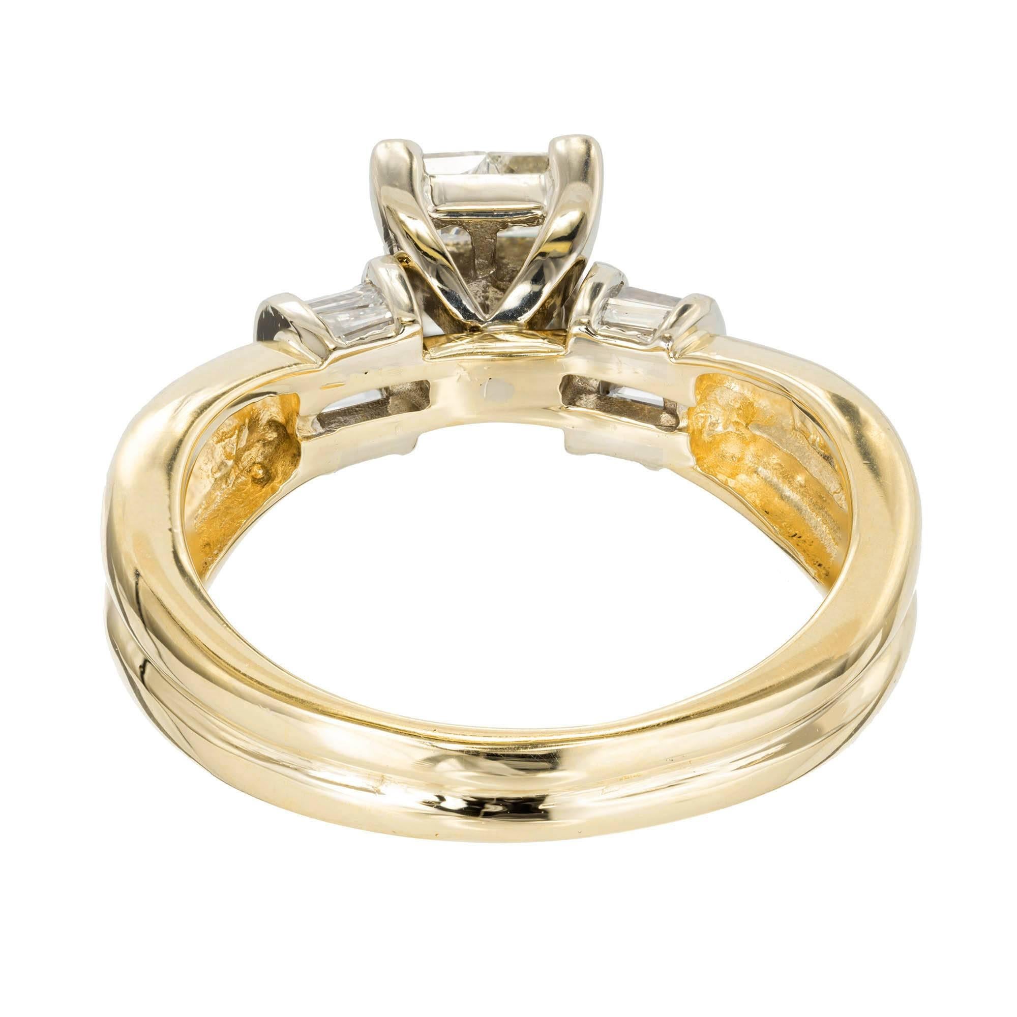 Taille princesse Bague de fiançailles en or avec diamants taille princesse de 1,00 carat en vente