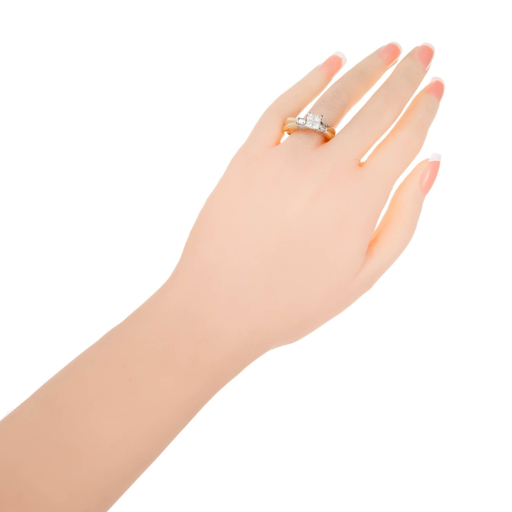 Bague de fiançailles en or avec diamants taille princesse de 1,00 carat en vente 1