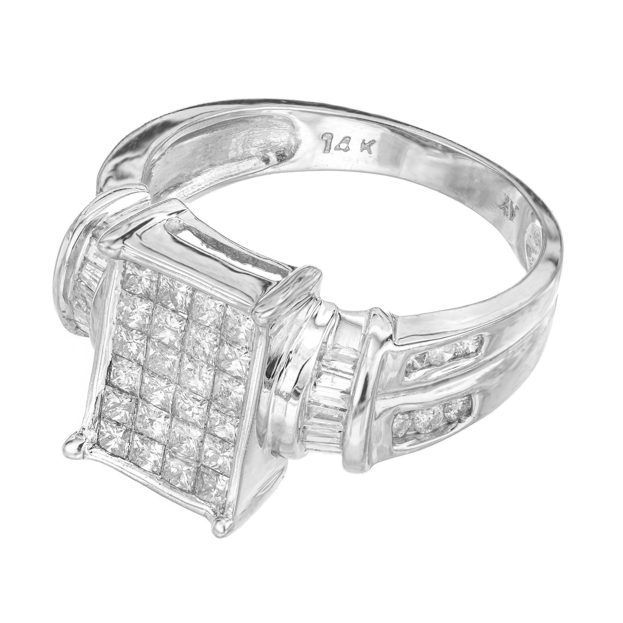 1,00 Karat Diamant Rechteckiger Weißgold Diamant Verlobungsring (Rundschliff) im Angebot