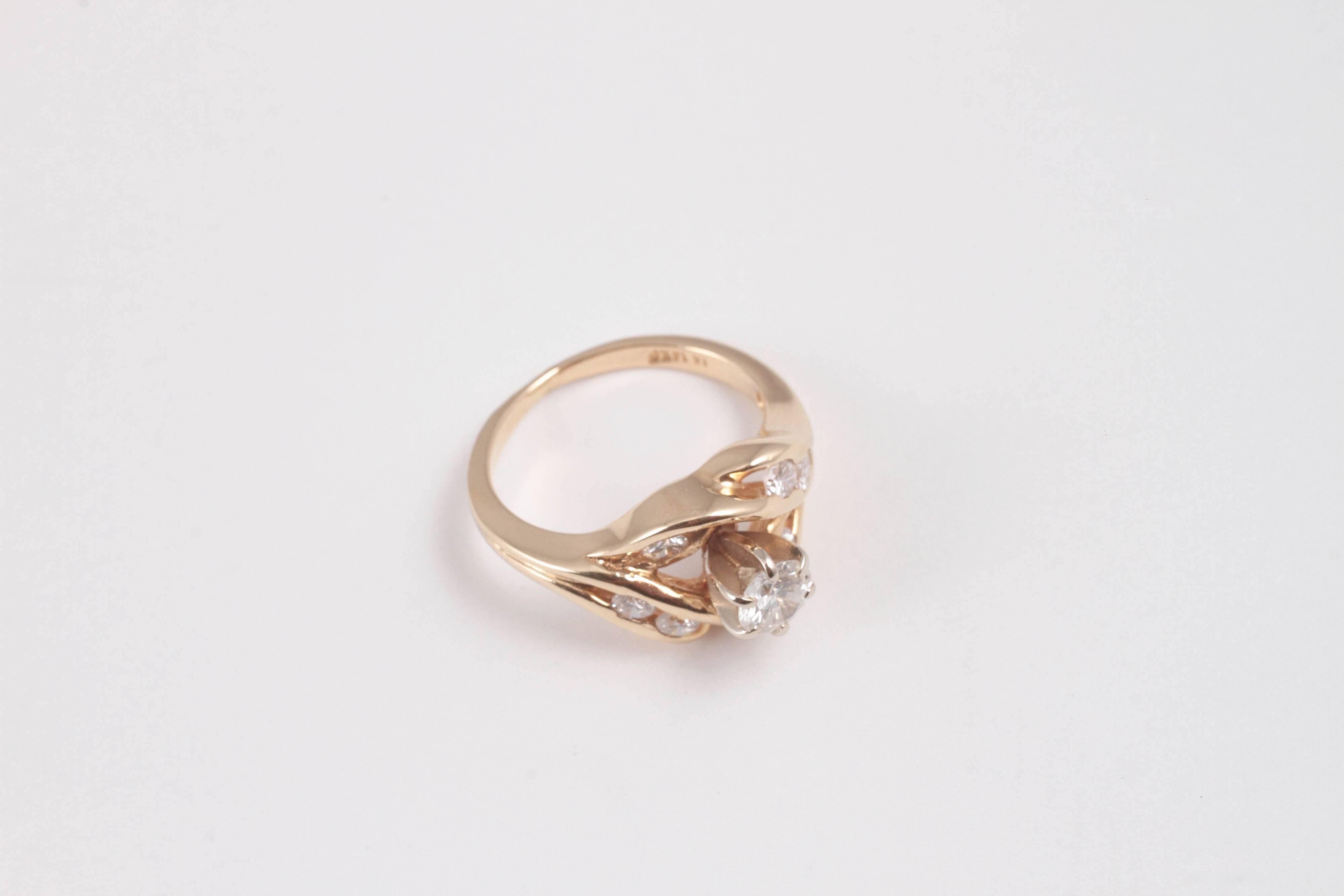 1.00 Carat Diamond Ring in 14 Karat Yellow Gold For Sale 2