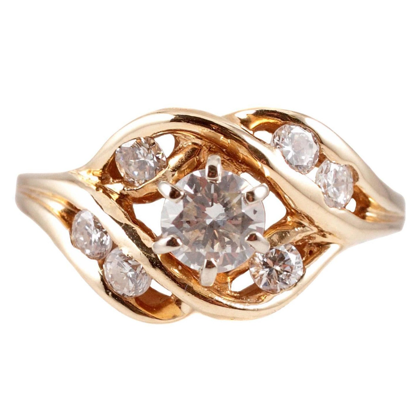 Anello con diamante da 1,00 carati in oro giallo da 14 carati