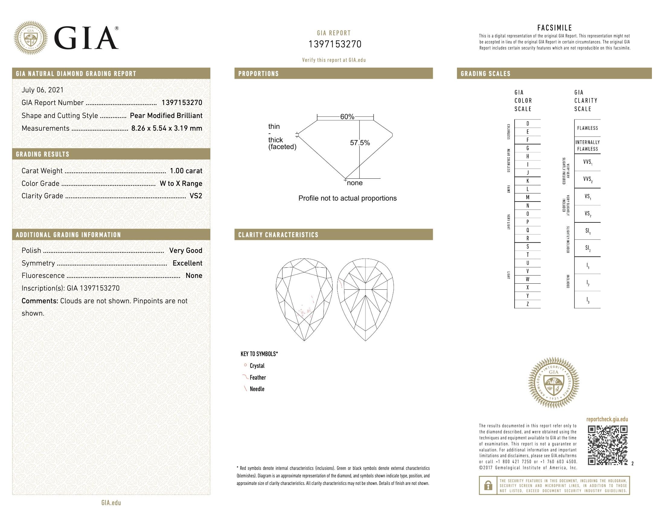 Bague certifiée GIA avec diamant de 1,00 carat de pureté VS2 en vente 5