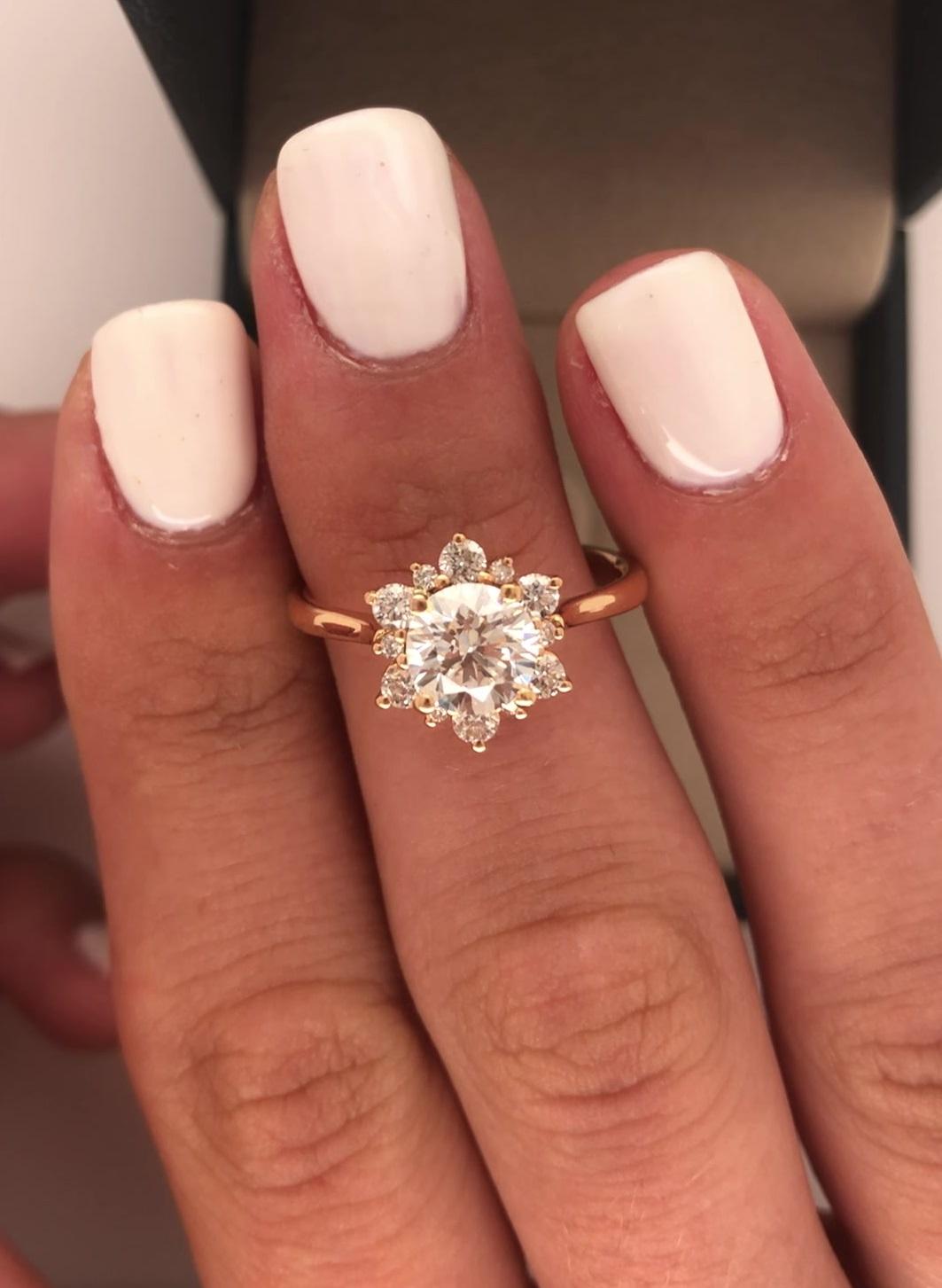 Bague de fiançailles en or rose avec diamants de 1,00 carat certifiés GIA  Pour femmes en vente