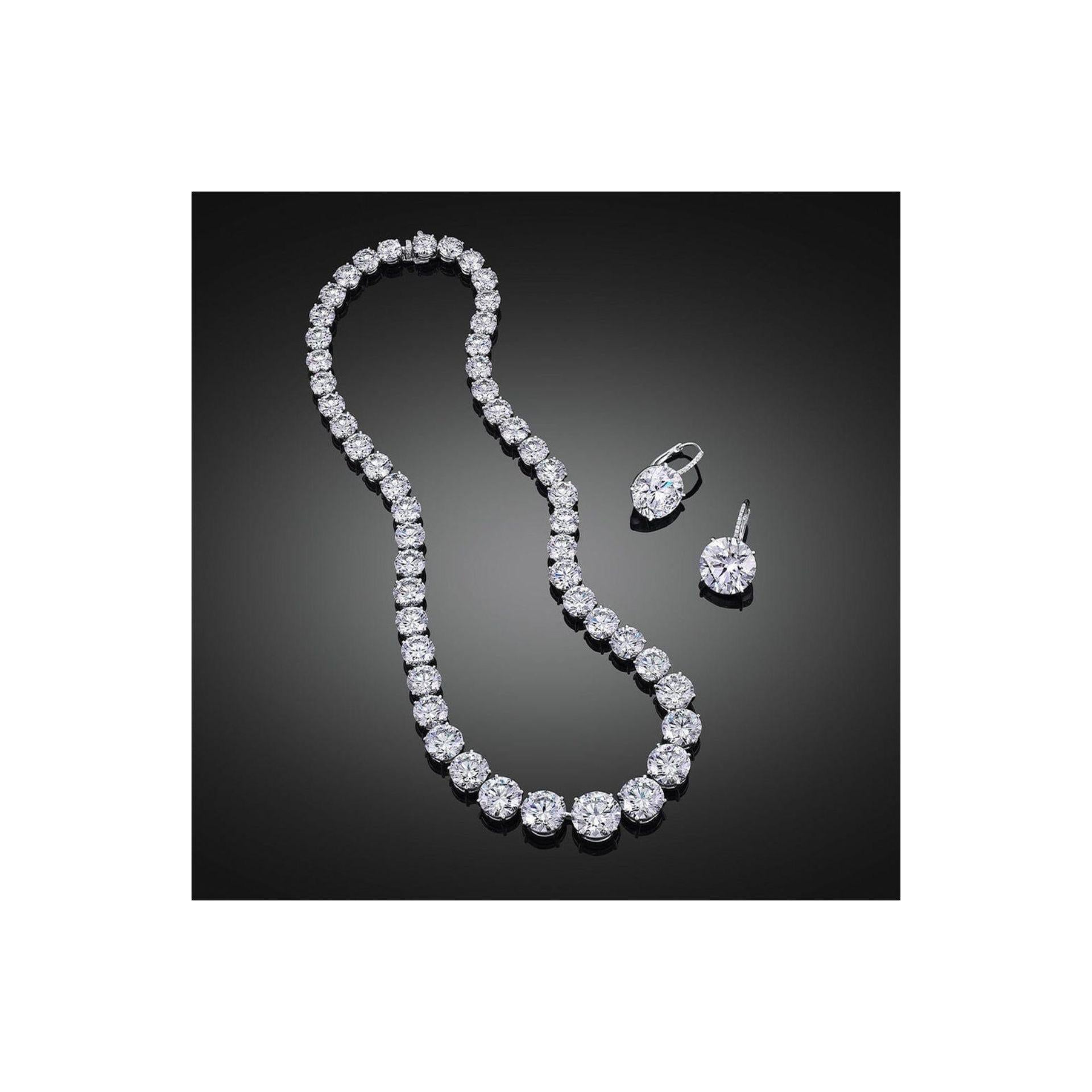 Collar de tenis con diamantes de 100 quilates  D-E-F Color  Claridad VVS-VS Corte redondo en venta