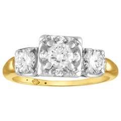 1.00 Carat Diamond Three-Stone Gold Ring