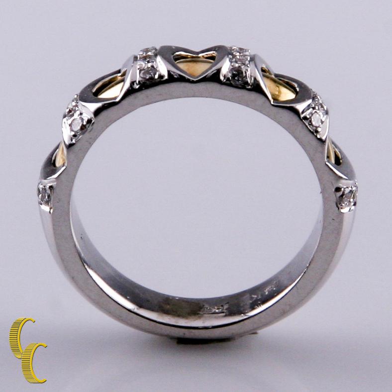 1,00 Karat Diamant Zweifarbiger Goldband-Ring und Creolen in 14 Karat für Damen oder Herren im Angebot