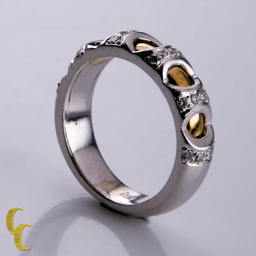 1,00 Karat Diamant Zweifarbiger Goldband-Ring und Creolen in 14 Karat im Angebot 1