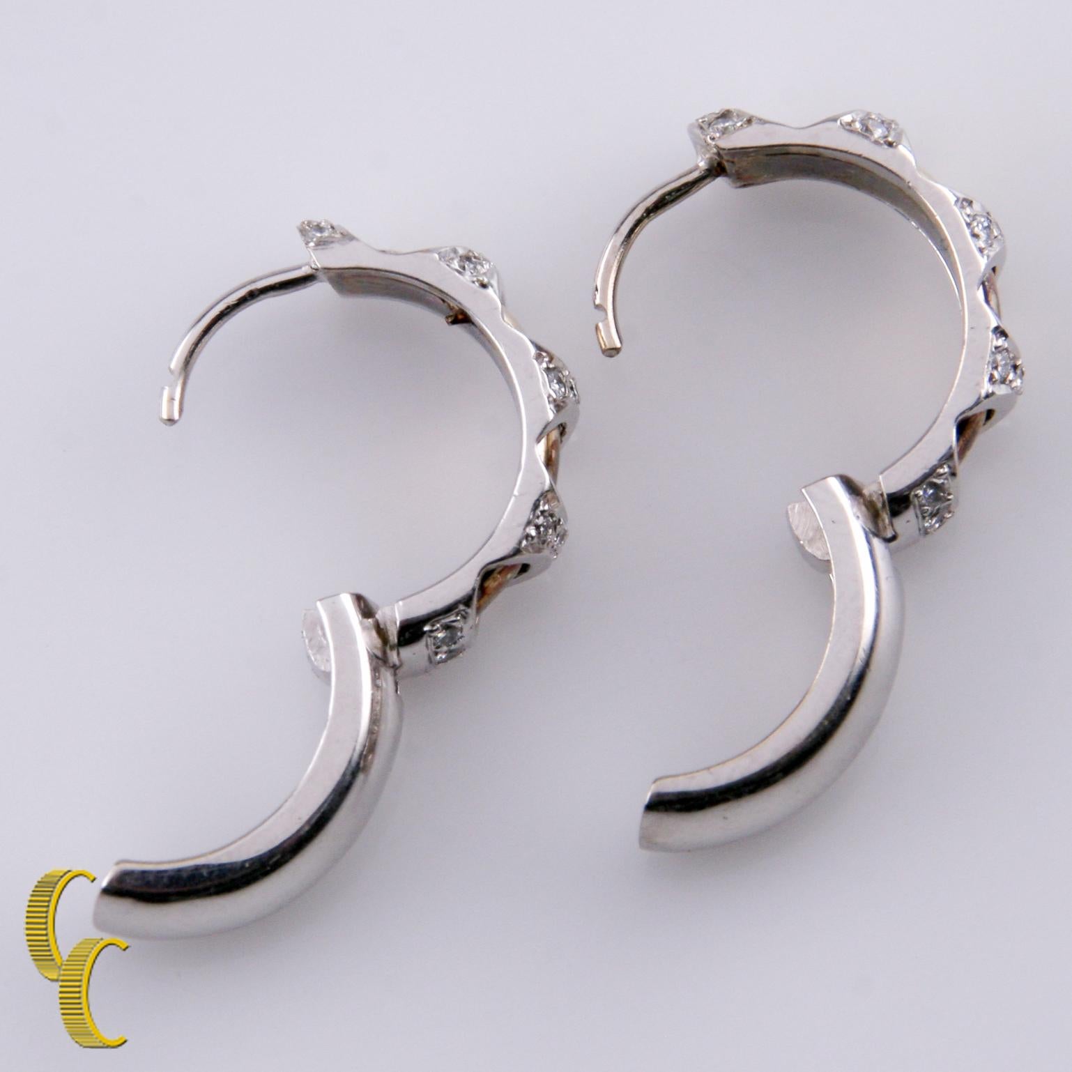 1.00 Carat Diamond Two-Tone Gold Band Ring and Hoop Earrings Set in 14 Karat For Sale 2