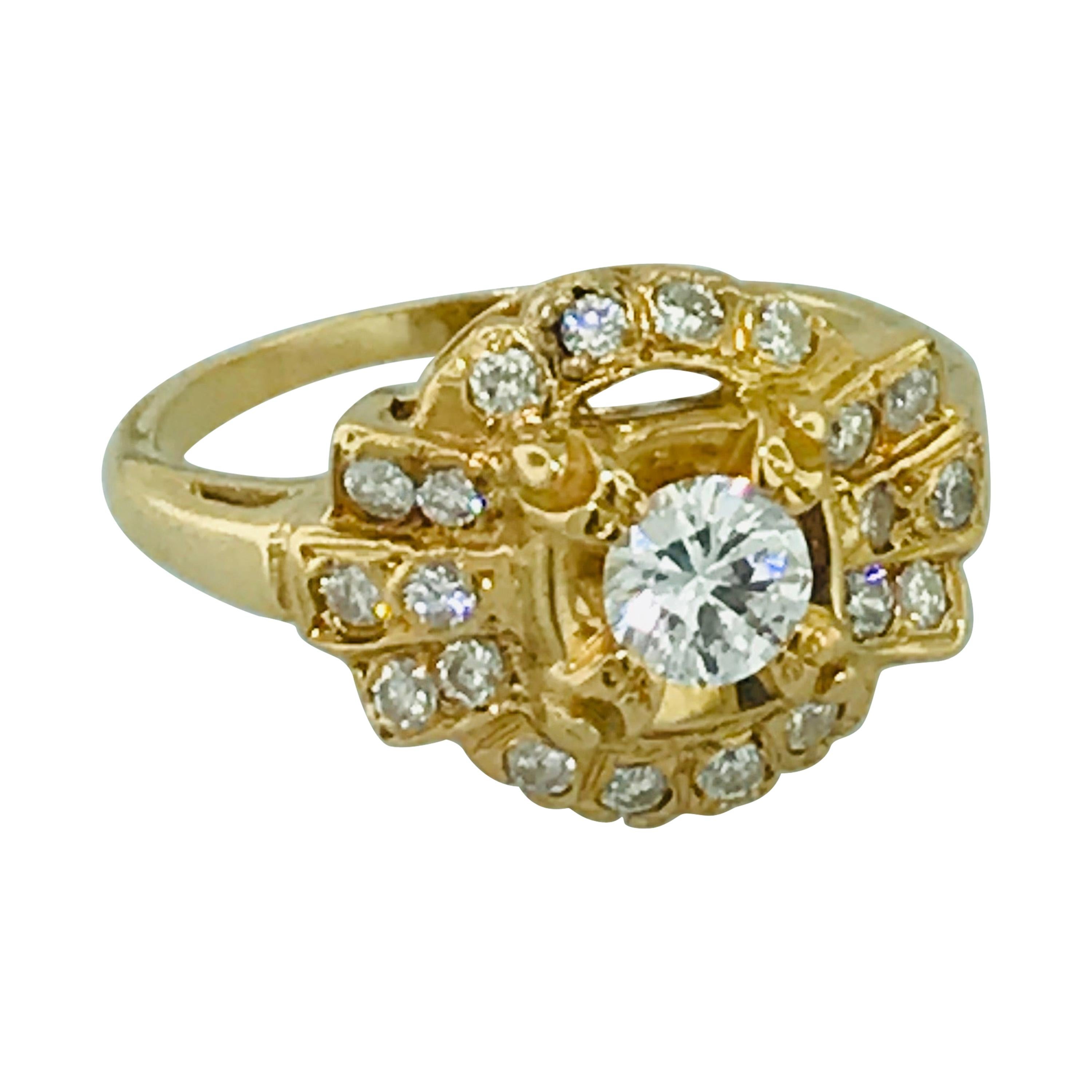 1.00 Carat Diamond Vintage Estate Ring in 14 Karat Yellow Gold, circa 1935