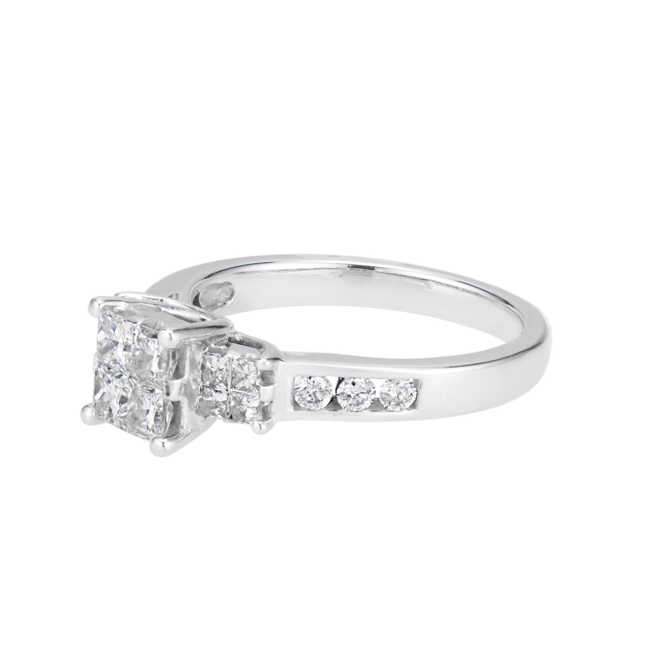 Princess Cut 1.00 Carat Diamond White Gold Engagement Ring 