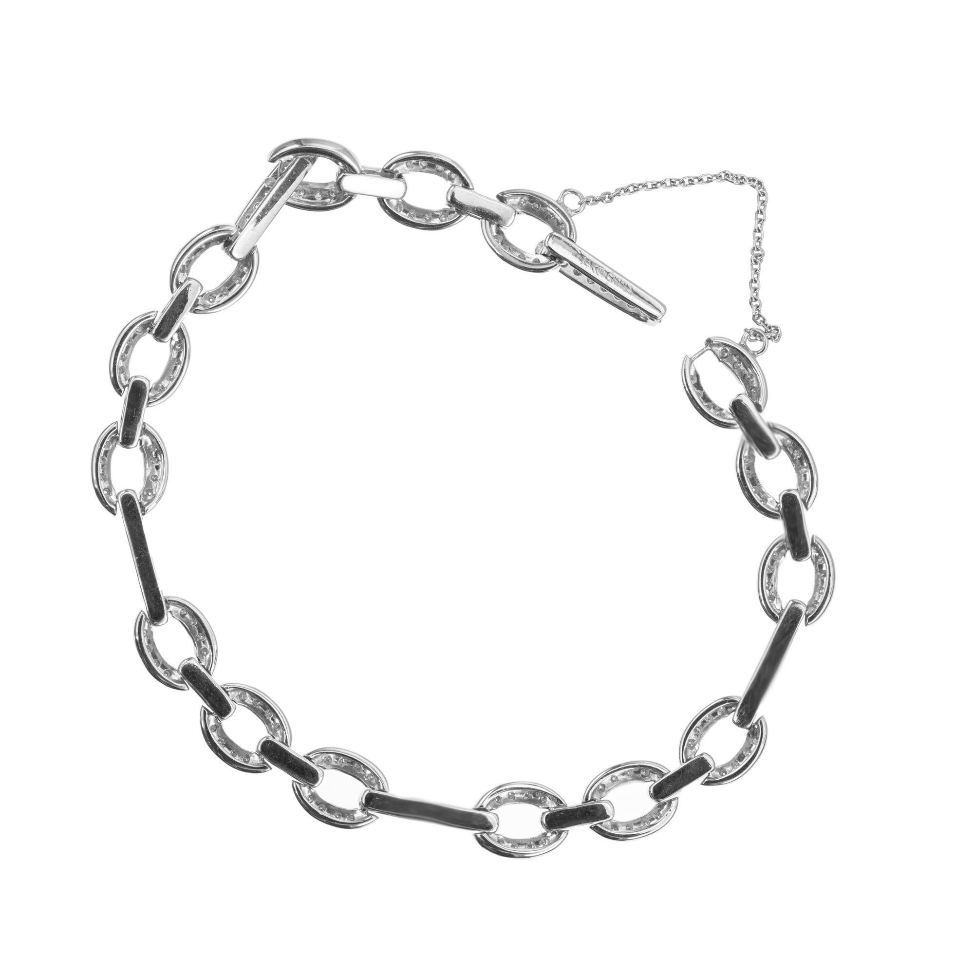Round Cut 1.00 Carat Diamond White Gold Link Bracelet For Sale