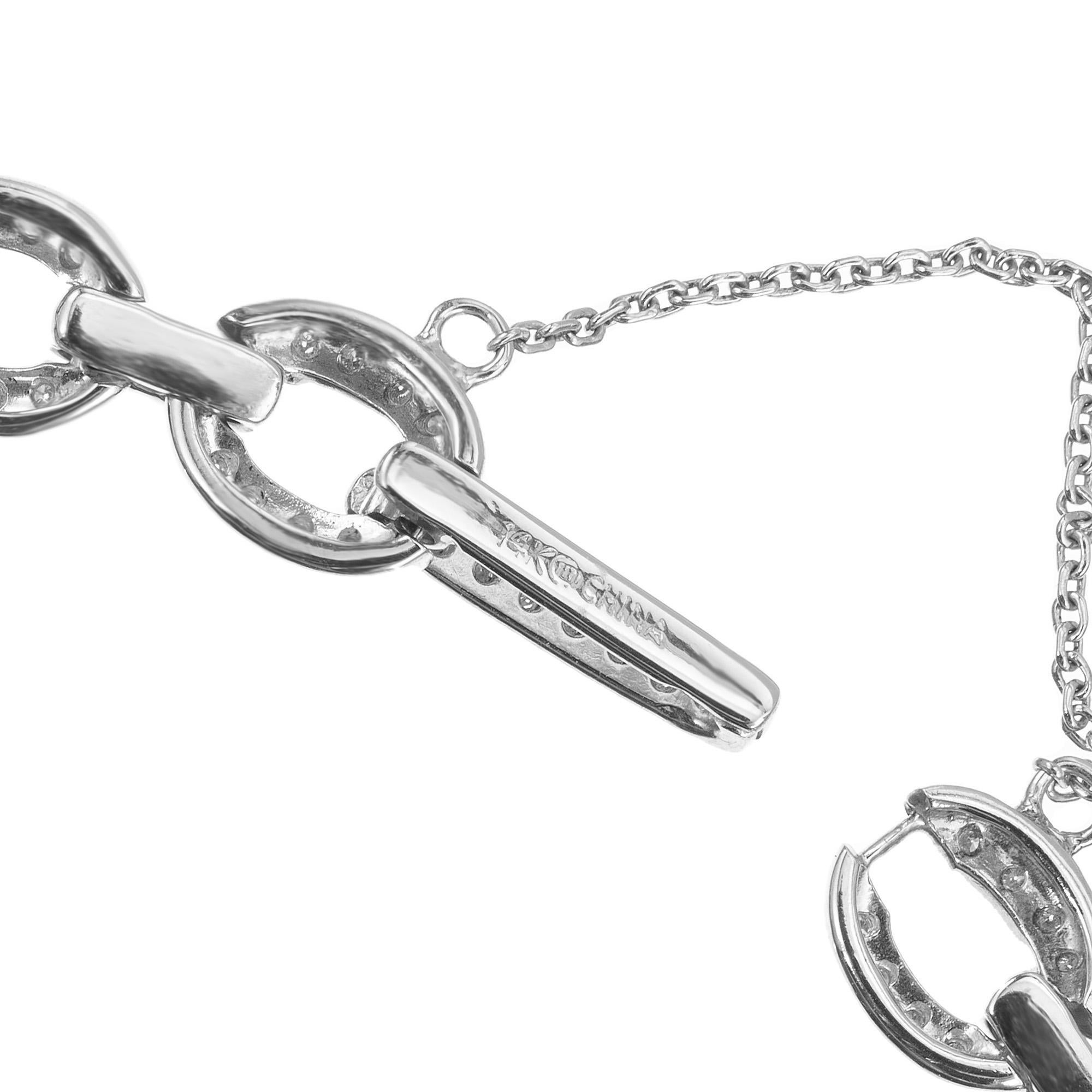 1.00 Carat Diamond White Gold Link Bracelet In Excellent Condition For Sale In Stamford, CT