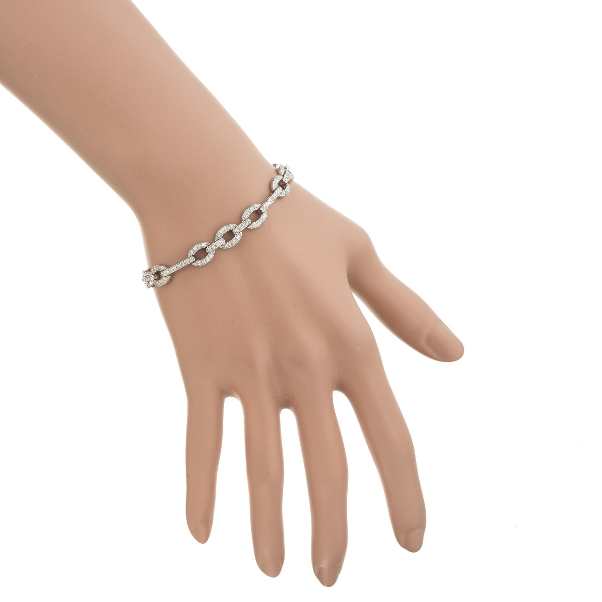 Women's 1.00 Carat Diamond White Gold Link Bracelet For Sale