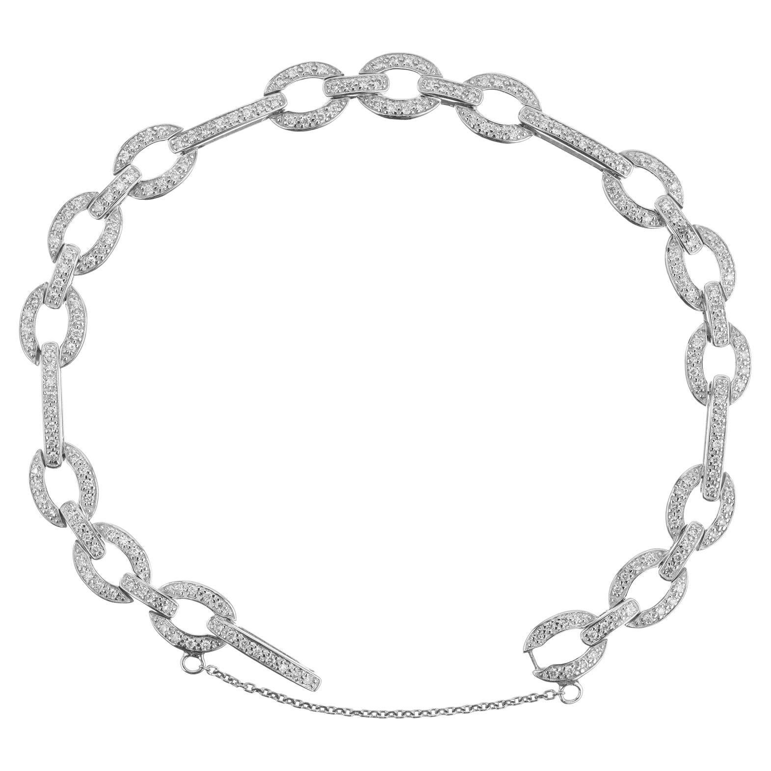 1.00 Carat Diamond White Gold Link Bracelet