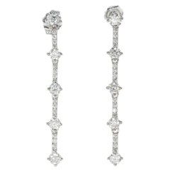 1.00 Carat Diamond White Gold Star Dangle Drop Earrings