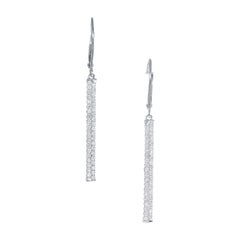 Pendientes colgantes de oro blanco con dos filas de diamantes de 1,00 quilates