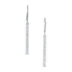 1.00 Carat Diamond White Gold Two-Row Dangle Earrings