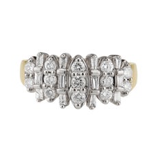 1.00 Carat Diamond Yellow Gold Cluster Ring