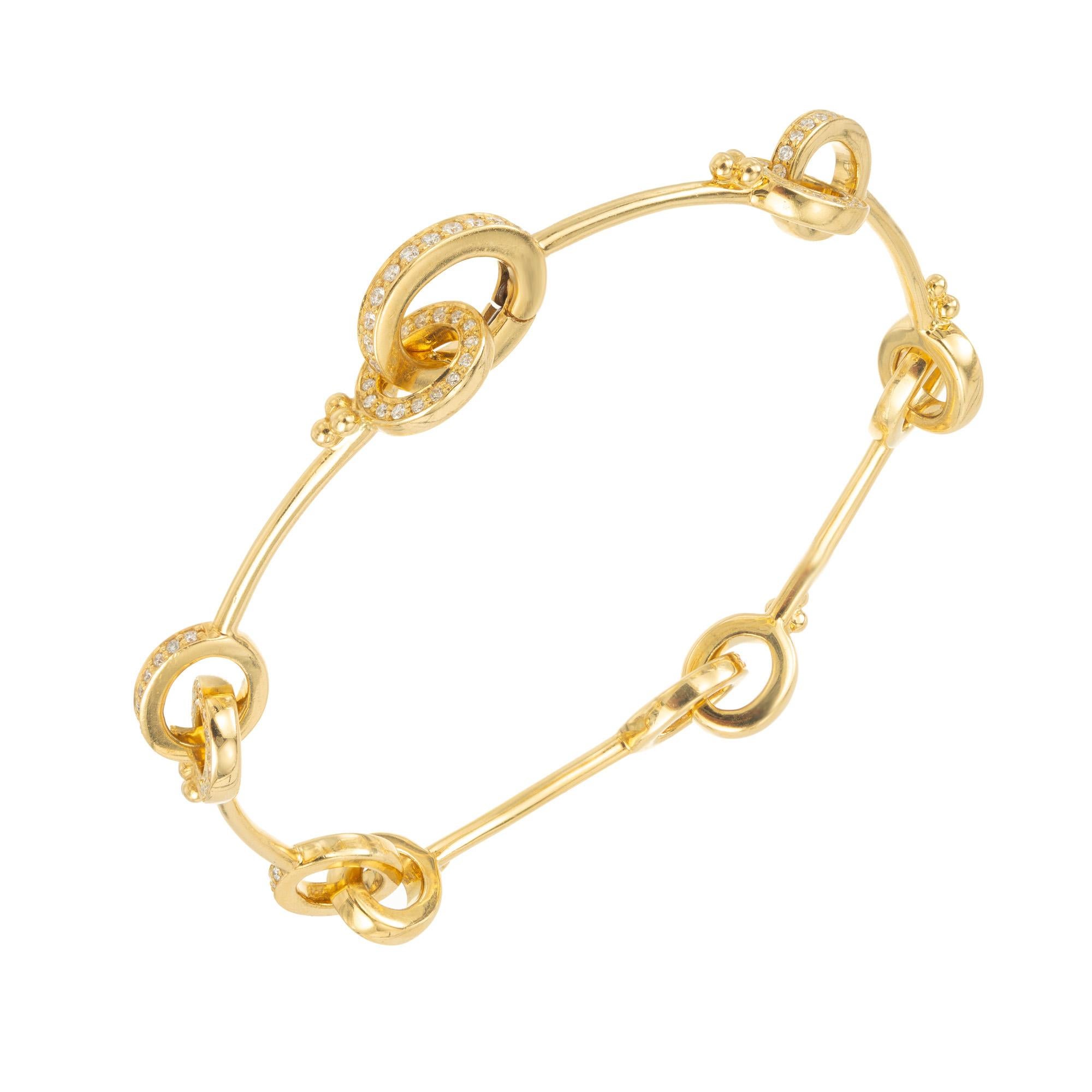 1.00 Carat Diamond Yellow Gold Equestrian Horse Bit Bracelet In Excellent Condition For Sale In Stamford, CT