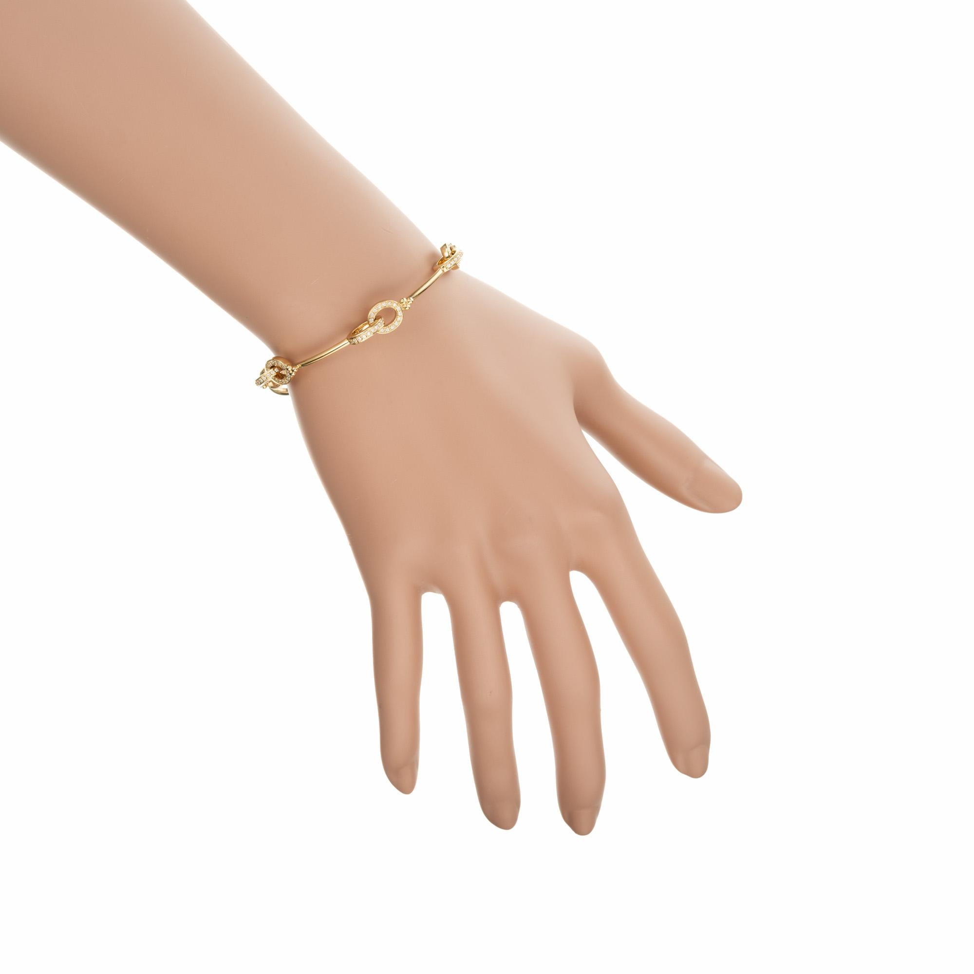 Women's 1.00 Carat Diamond Yellow Gold Equestrian Horse Bit Bracelet For Sale