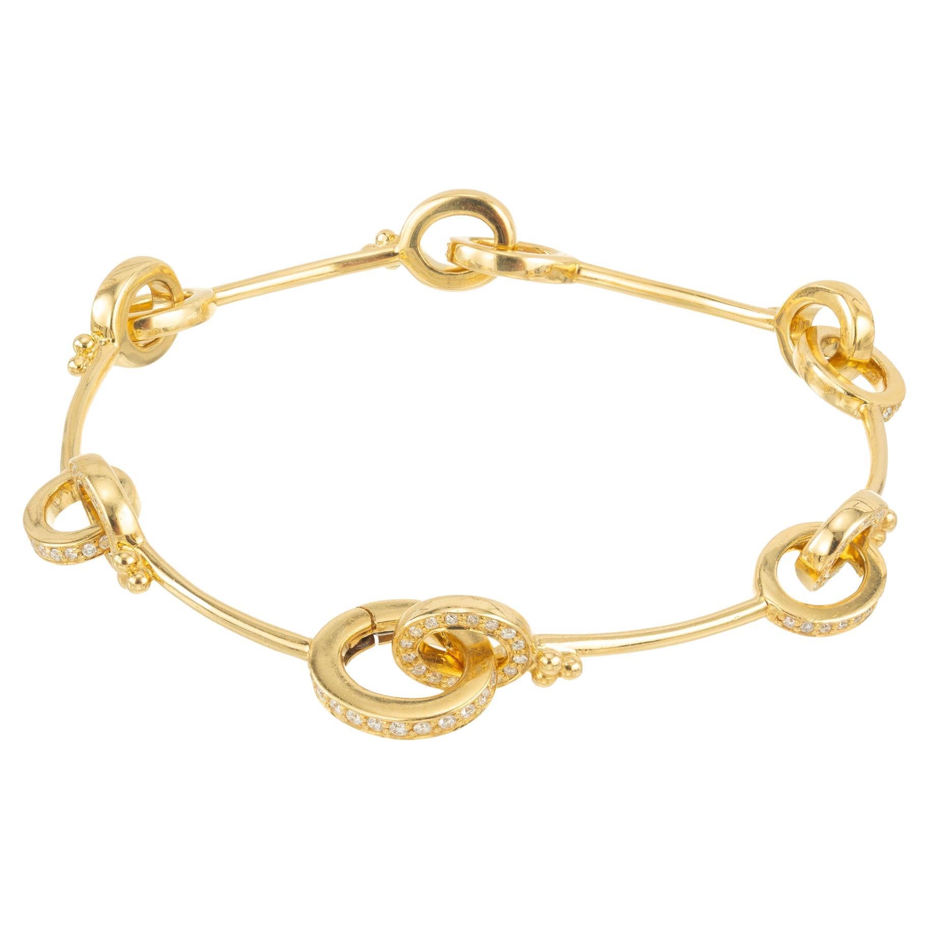 1.00 Carat Diamond Yellow Gold Equestrian Horse Bit Bracelet