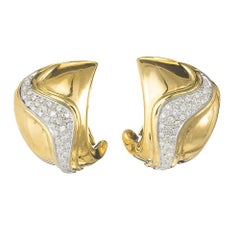 1.00 Carat Diamond Yellow Gold Swirl Earrings