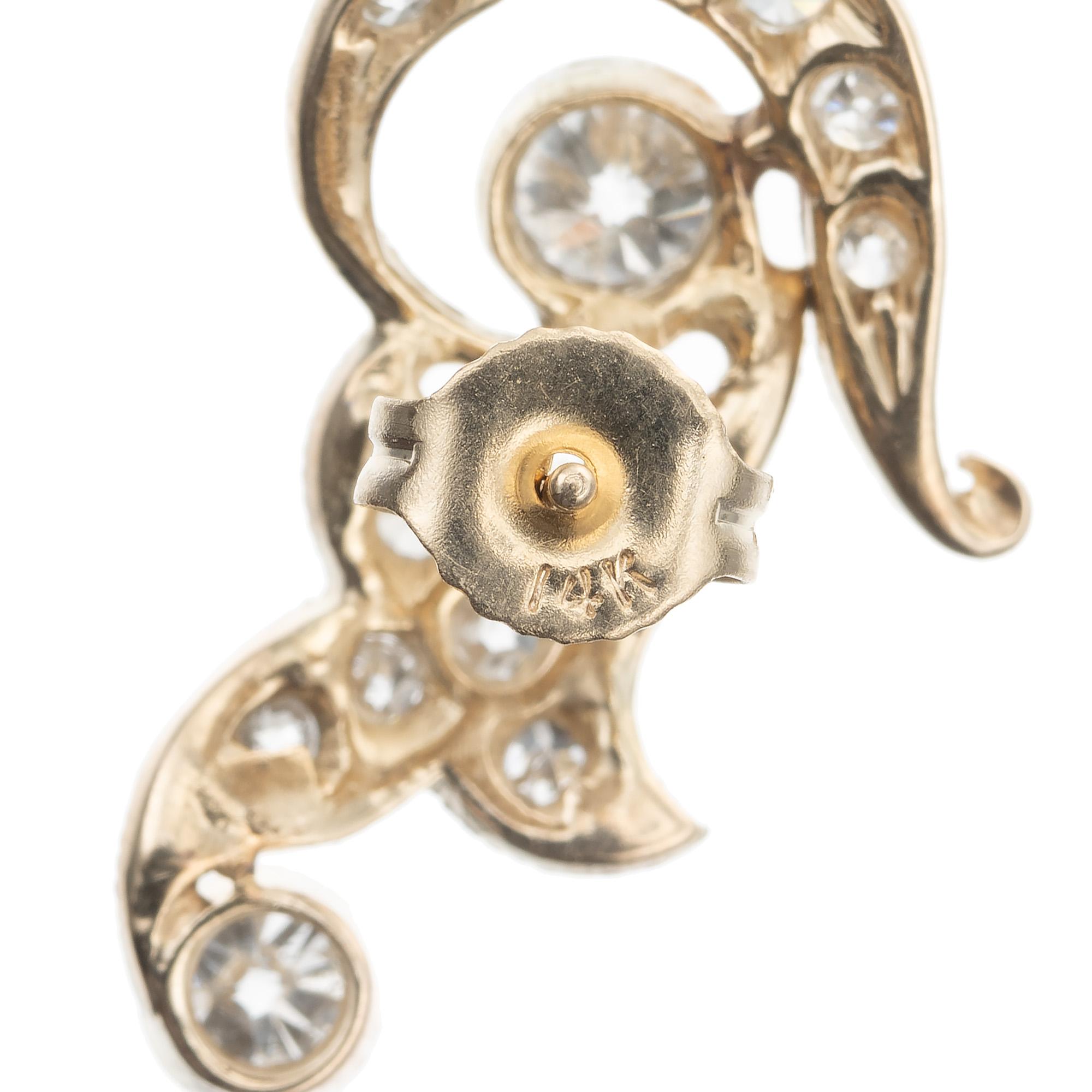 1,00 Karat Diamant-Gelbgold-Ohrringe mit Wirbeln  im Zustand „Gut“ im Angebot in Stamford, CT