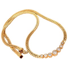 1.00 Carat Diamonds 7 Tubular Bezel Set Graduate Diamond Necklace 14 Karat