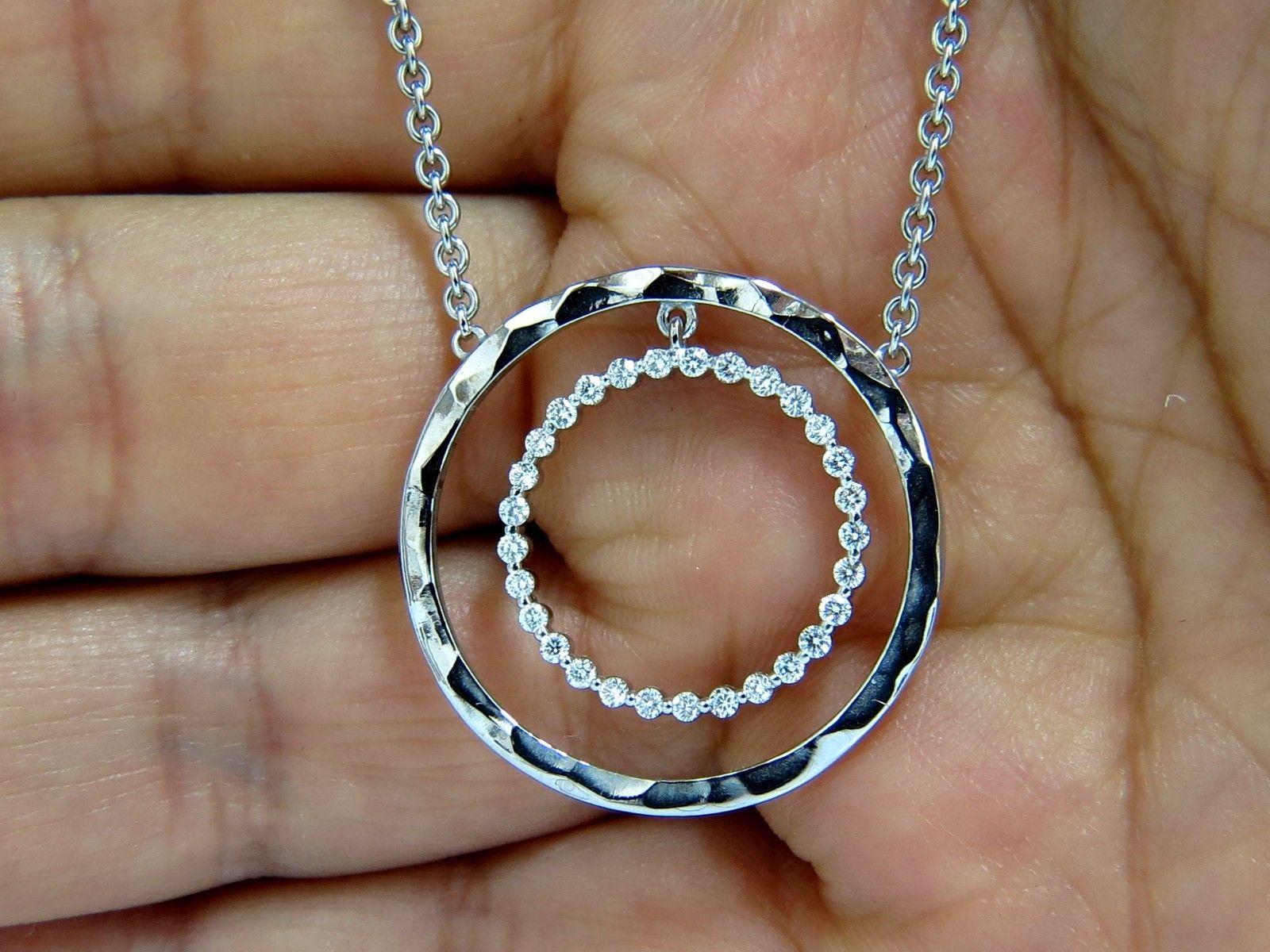 1.00 Carat Diamonds Dangling Circle Within Circle by Yard Necklace 18 Karat In New Condition For Sale In New York, NY