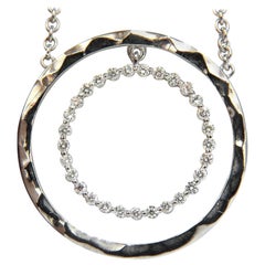 1.00 Carat Diamonds Dangling Circle Within Circle by Yard Necklace 18 Karat*