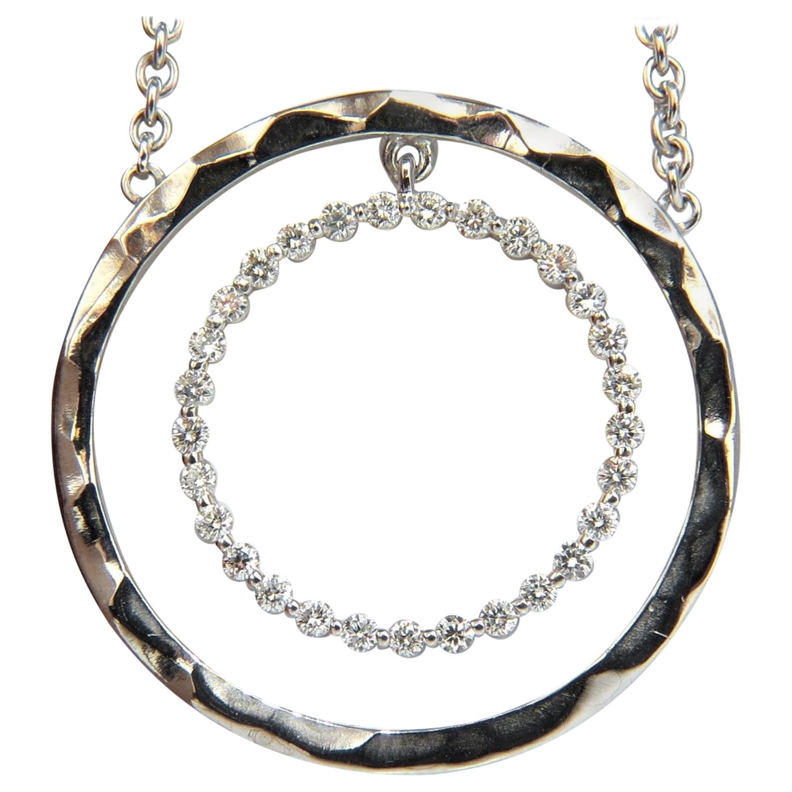 1.00 Carat Diamonds Dangling Circle Within Circle by Yard Necklace 18 Karat For Sale