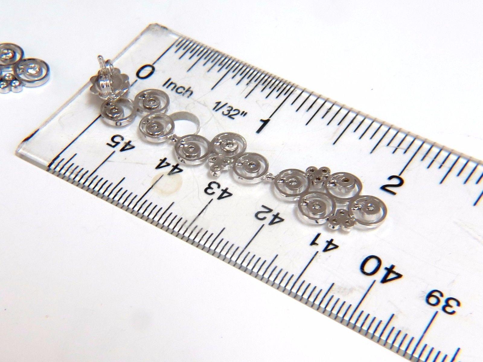 Taille ronde Pendants d'oreilles en forme de cercle flottant en or 14 carats avec diamants de 1,00 carat et bulles en vente