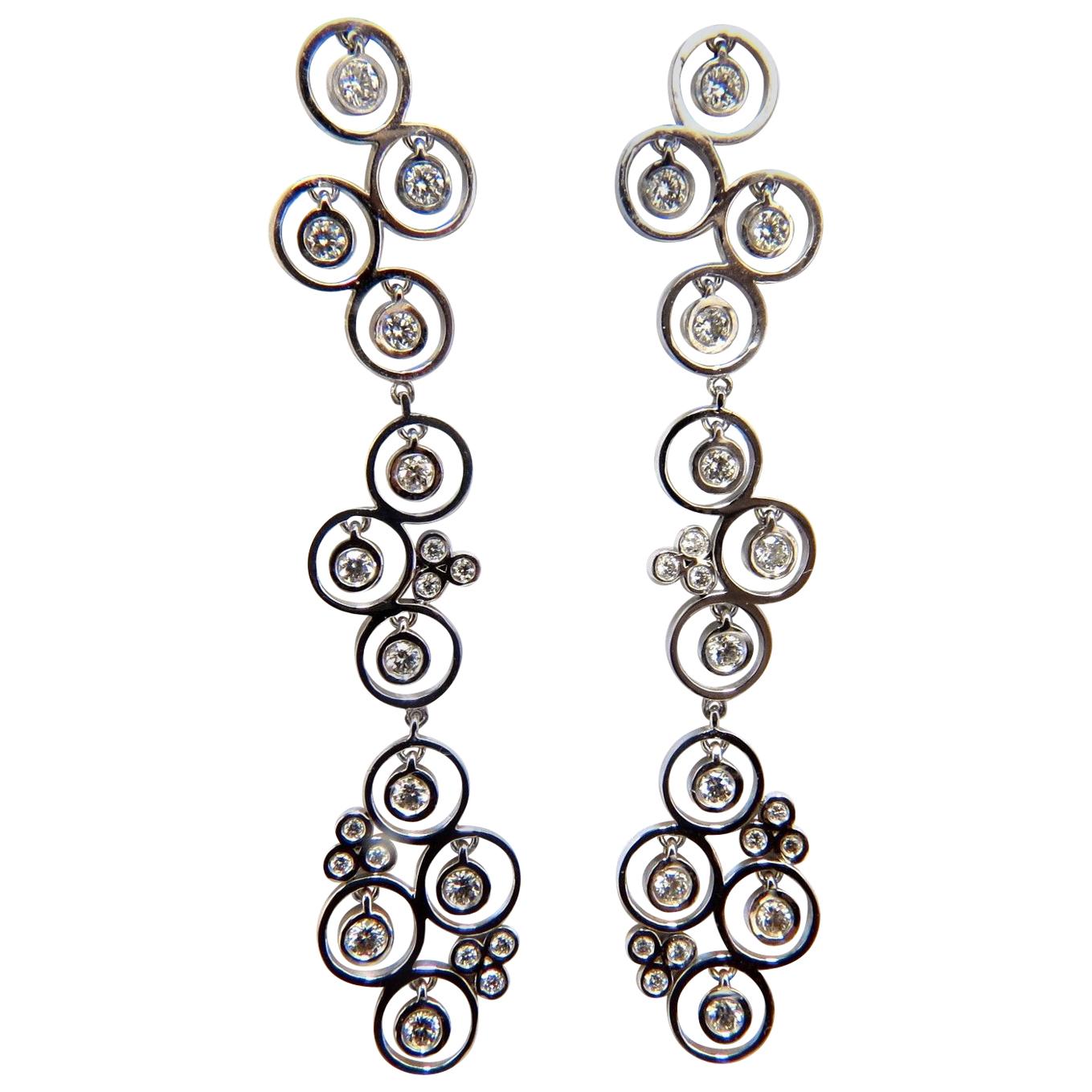 1.00 Carat Diamonds Floating Circle Dangle Earrings 14 Karat Bubble Sparkles**