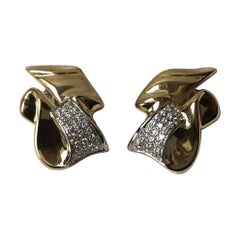 1.00 Carat Diamonds on 18 Karat Yellow and White Gold Clip Earrings