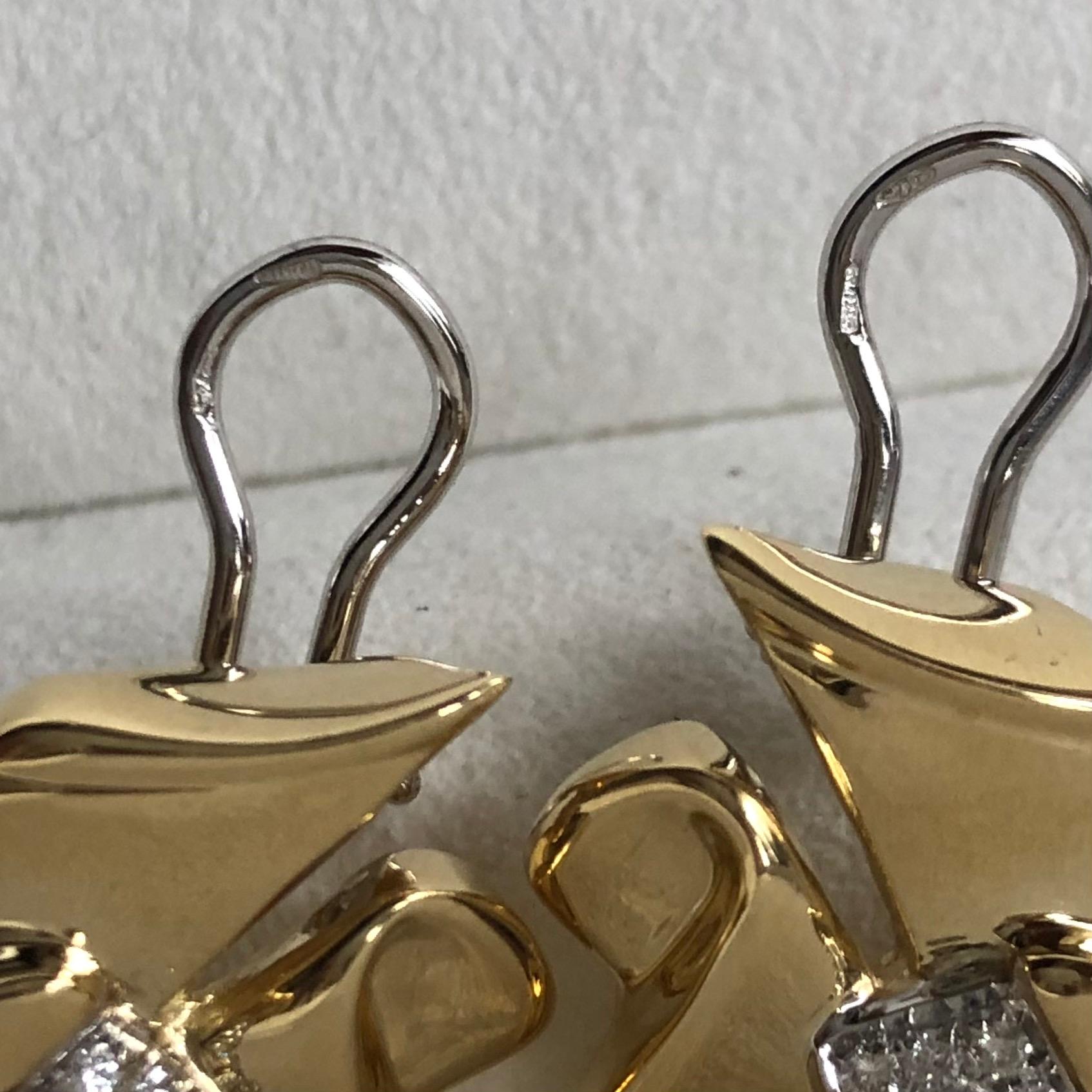 Women's 1.00 Carat Diamonds on 18 Karat Yellow and White Gold Clip Earrings