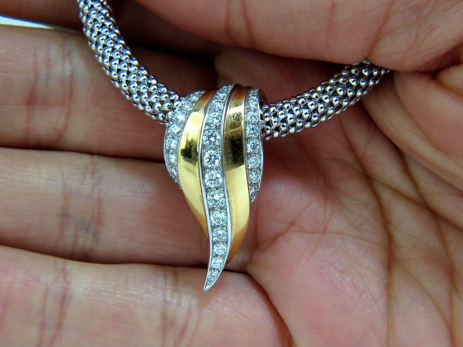 Taglio rotondo 1,00 Carati Diamanti Slope Enhancer Diamante Slide Collana di perline 14 Carati in vendita