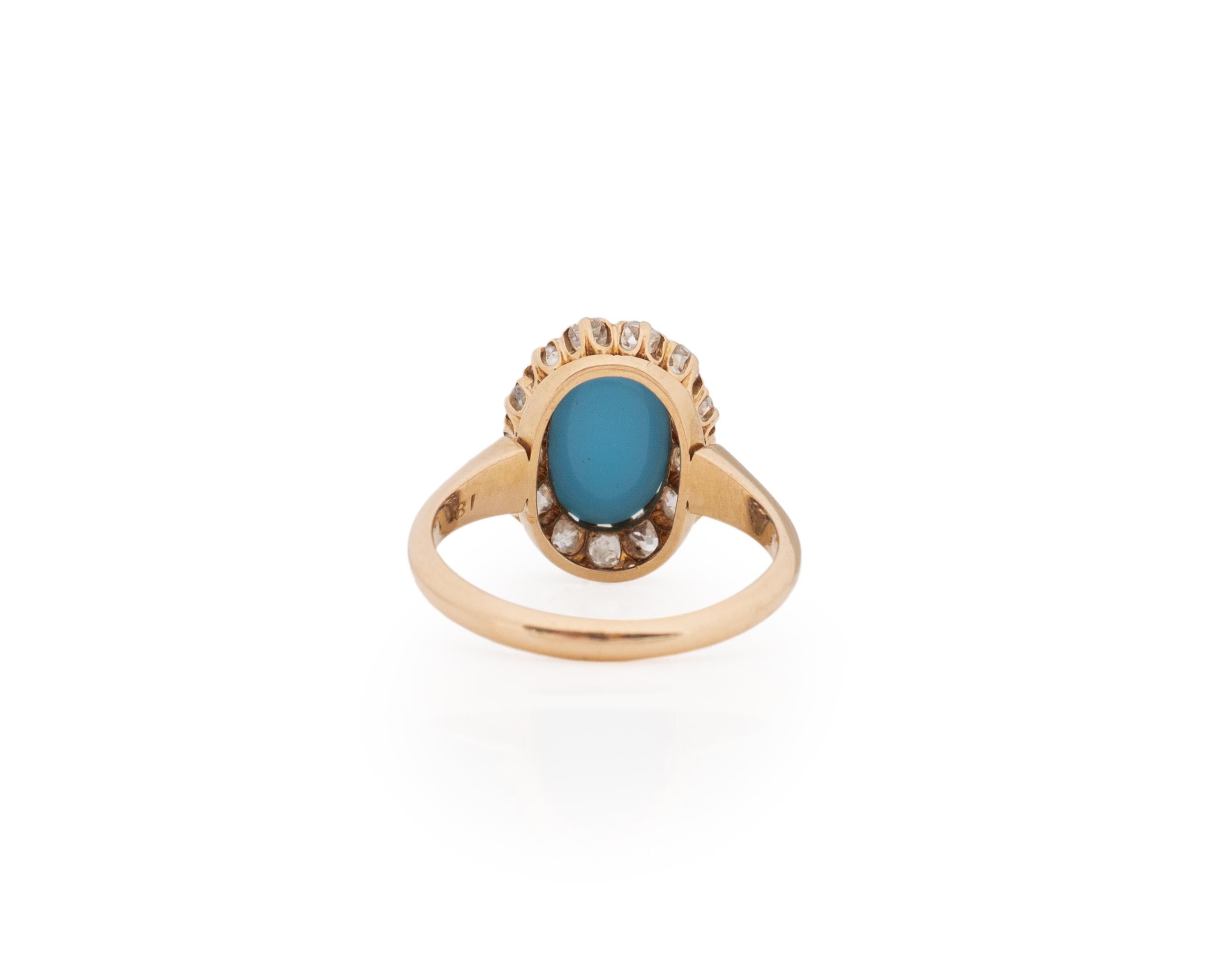 Édouardien Bague de fiançailles édouardienne en or jaune 18 carats avec cabochon de 1,00 carat en vente