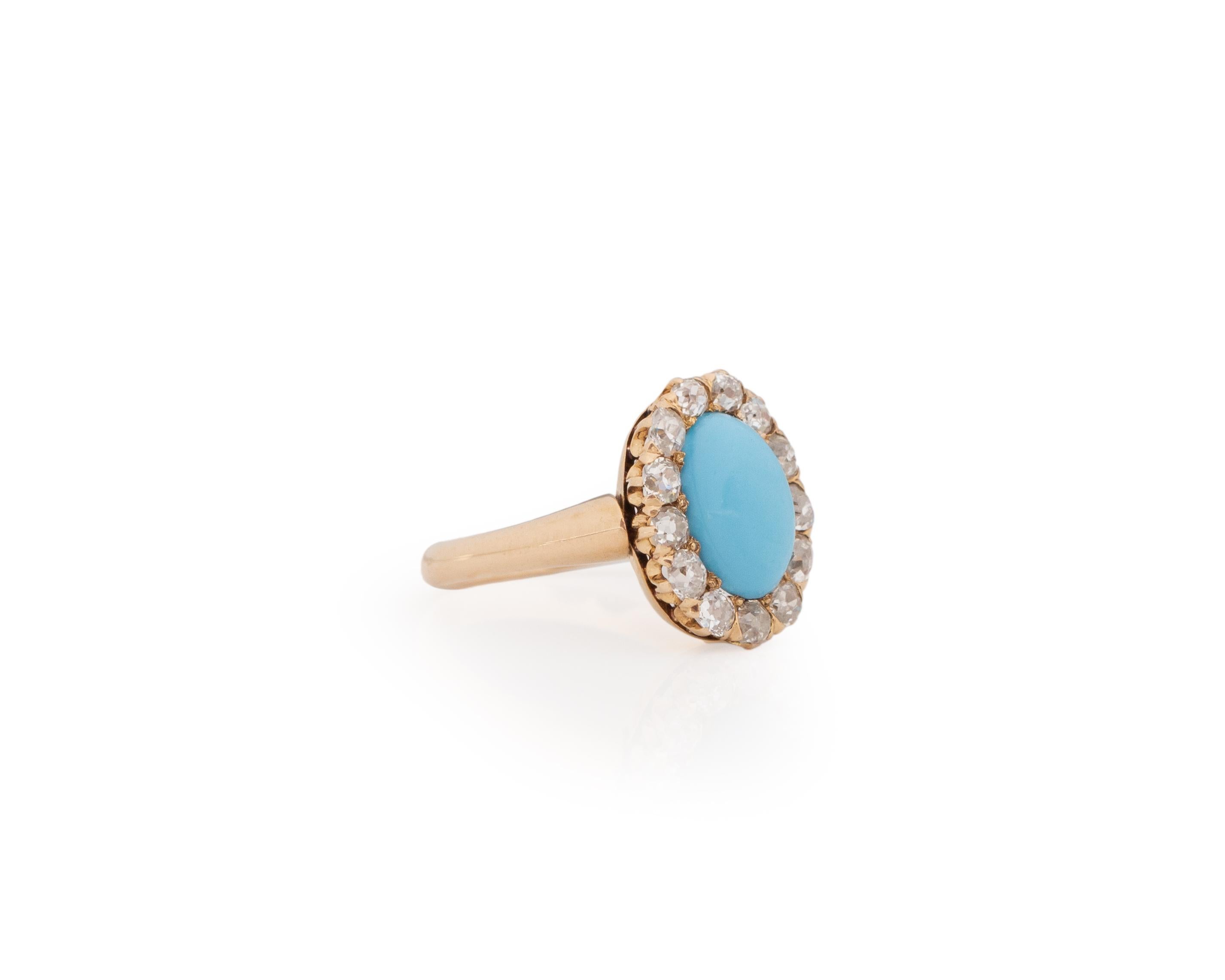 Bague de fiançailles édouardienne en or jaune 18 carats avec cabochon de 1,00 carat Bon état - En vente à Hicksville, NY