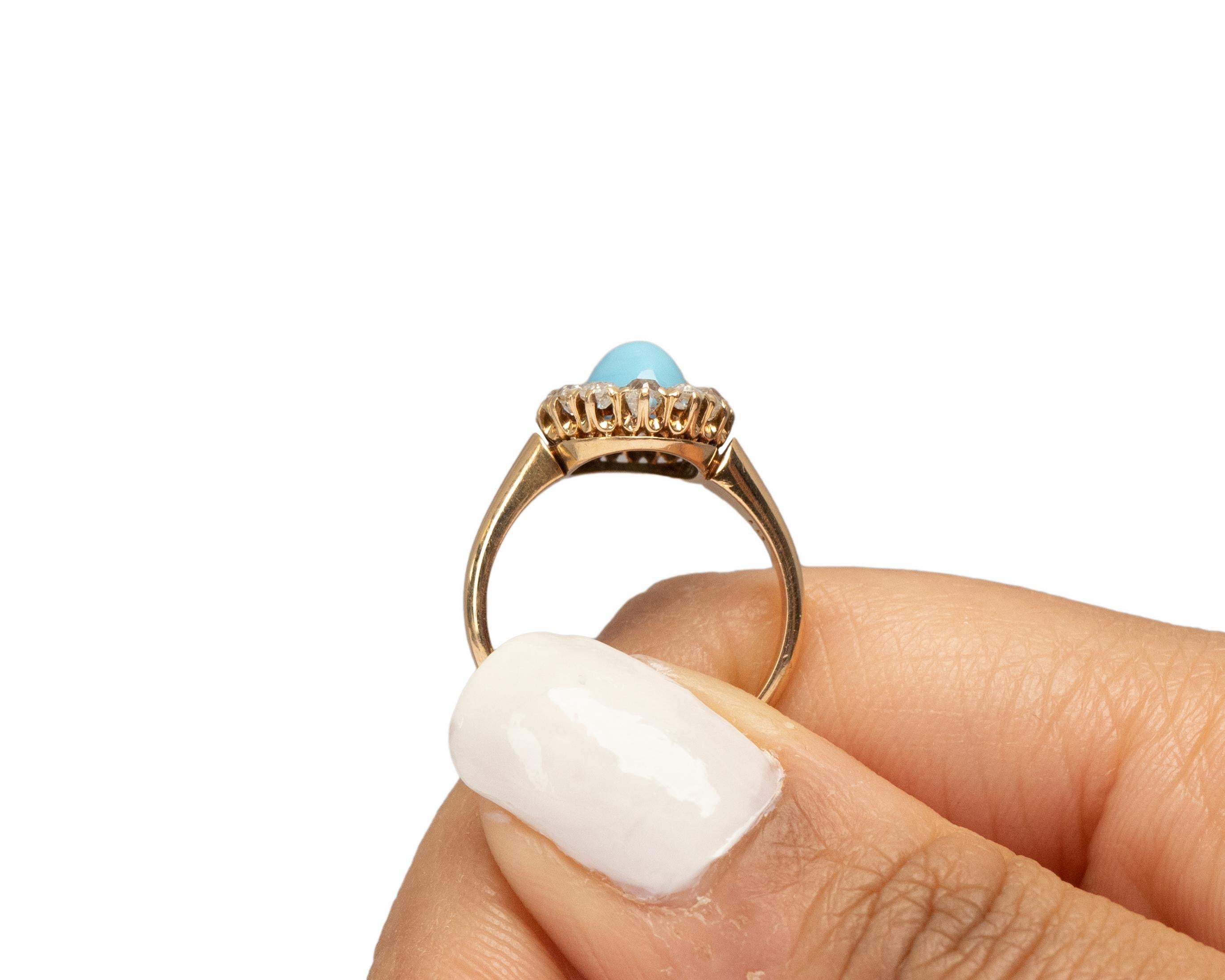 Bague de fiançailles édouardienne en or jaune 18 carats avec cabochon de 1,00 carat en vente 3