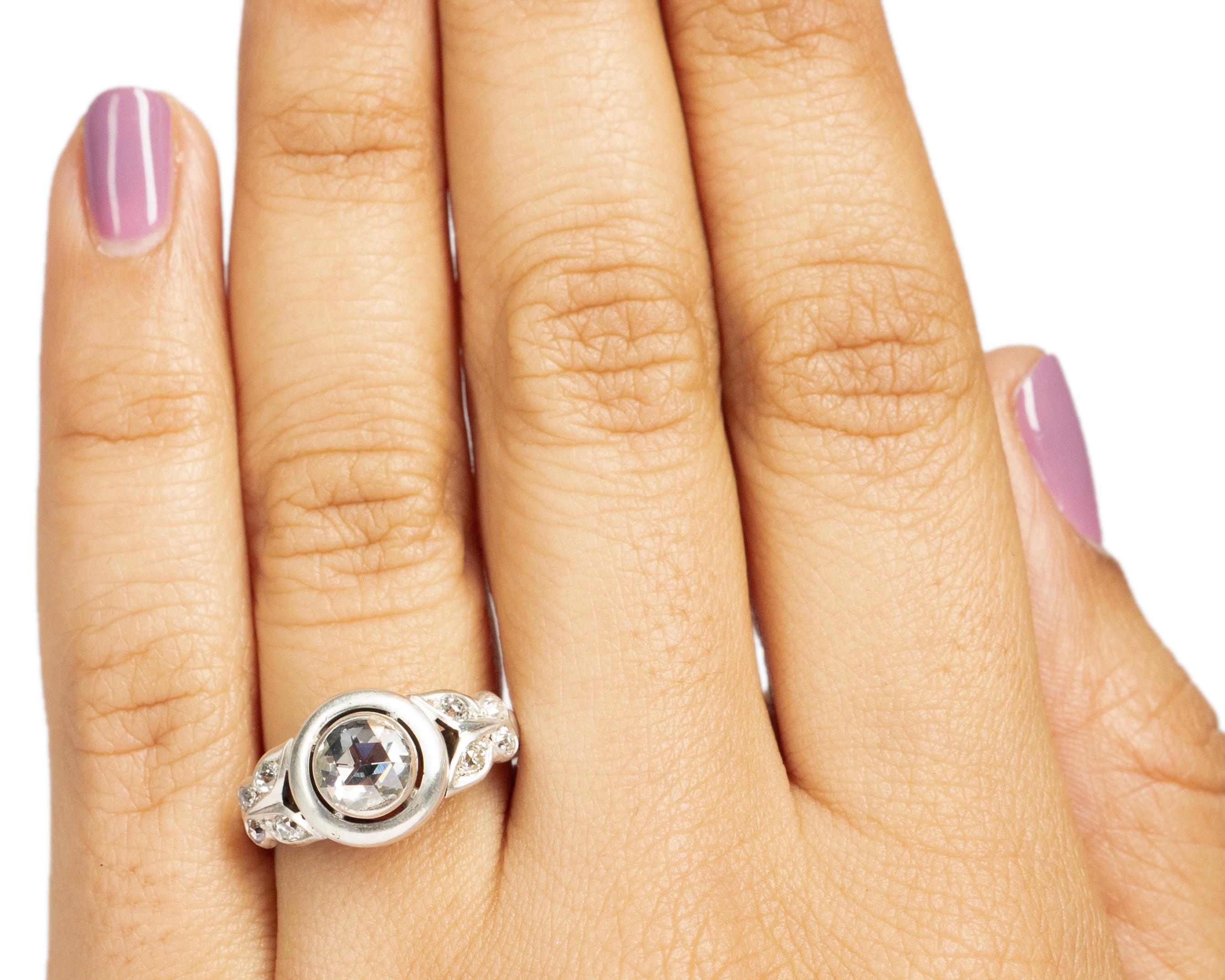 1.00 Carat Edwardian Diamond 14 Karat Rose Gold Platinum Engagement Ring For Sale 1