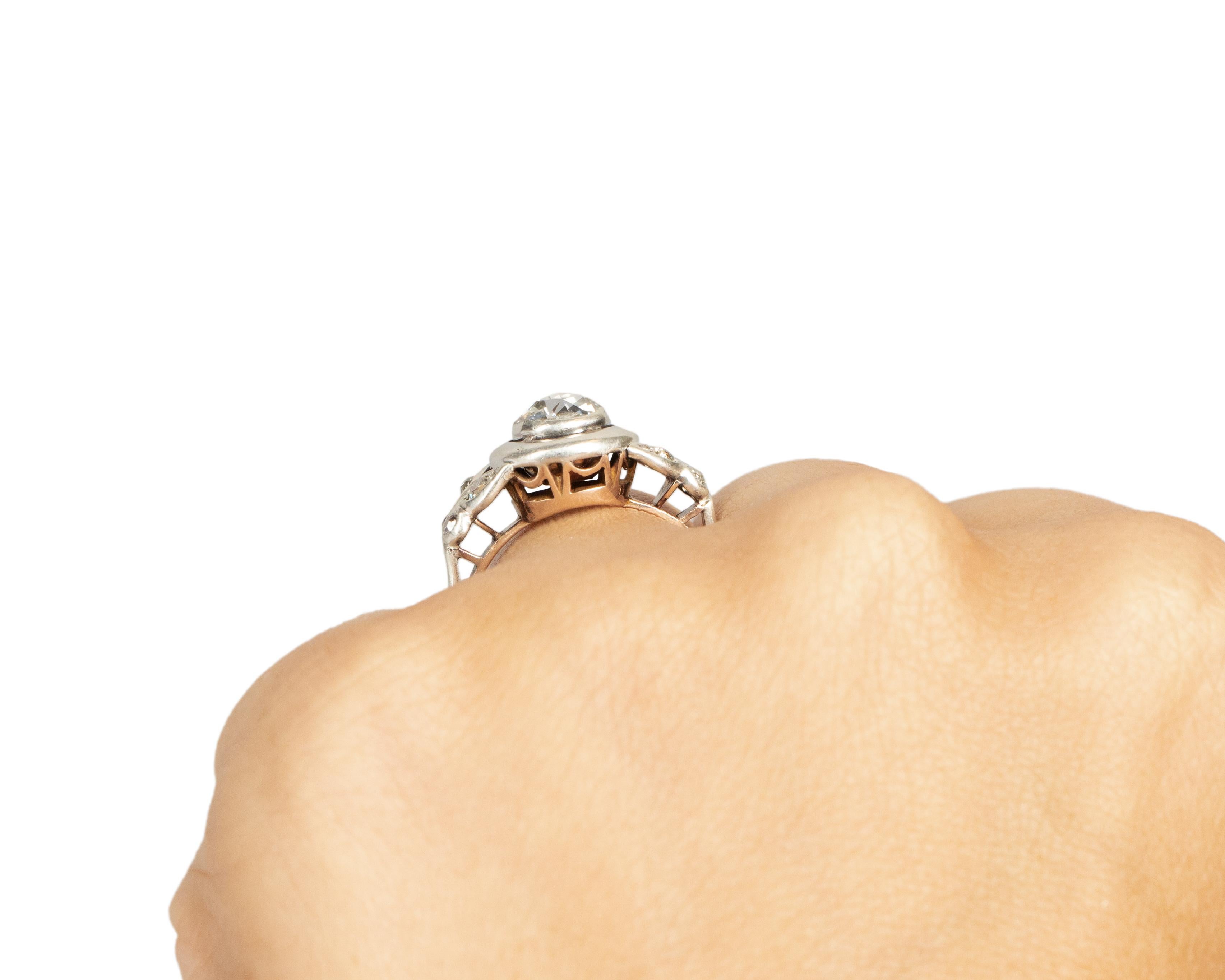 1.00 Carat Edwardian Diamond 14 Karat Rose Gold Platinum Engagement Ring For Sale 2