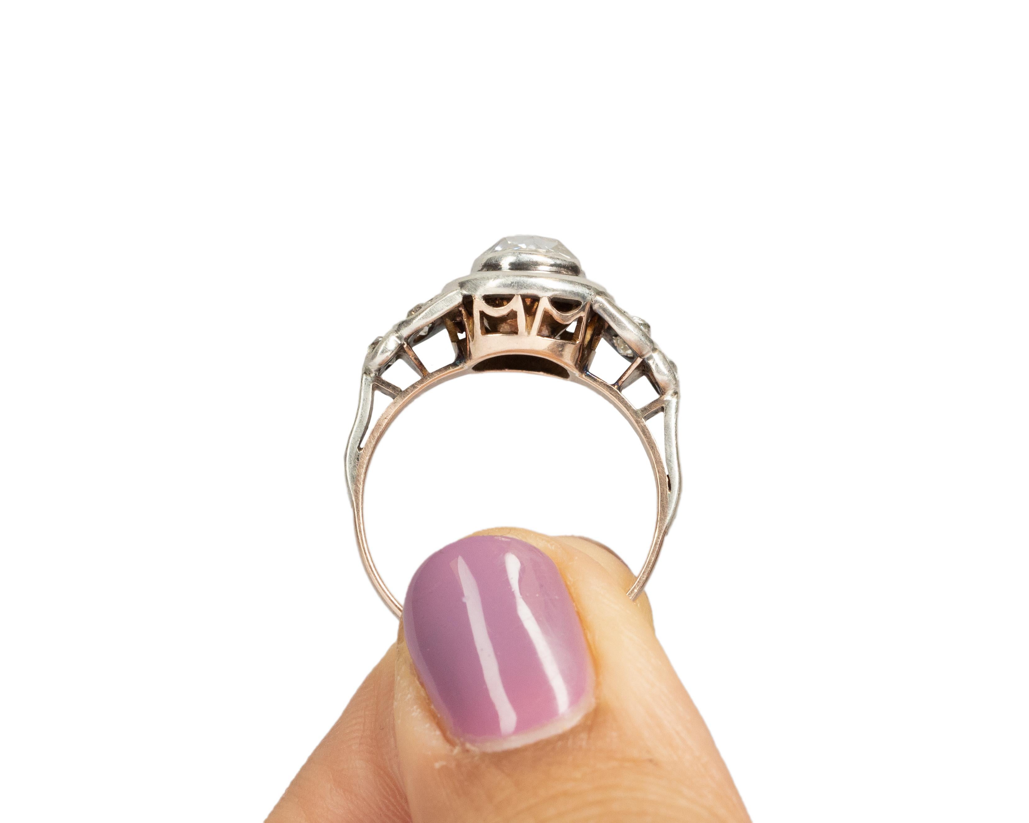1.00 Carat Edwardian Diamond 14 Karat Rose Gold Platinum Engagement Ring For Sale 3