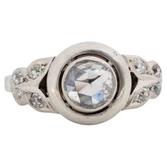 Antique 1.00 Carat Edwardian Diamond 14 Karat Rose Gold Platinum Engagement Ring