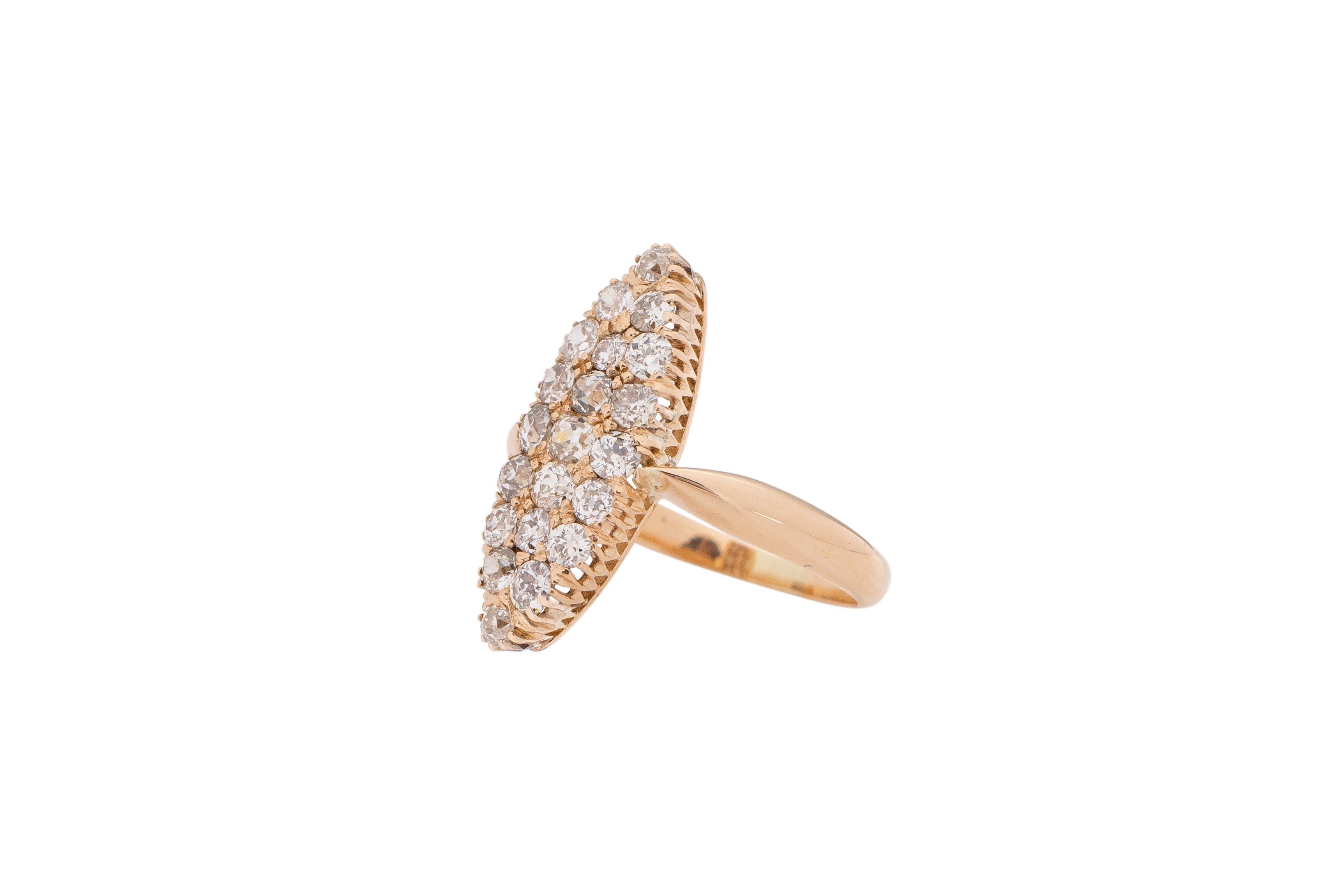 Old European Cut 1.00 Carat Edwardian Diamond 14 Karat Yellow Gold Engagement Ring For Sale